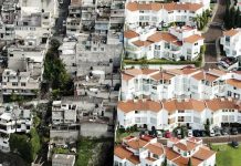 一墙之隔两世界!航拍图像揭墨西哥贫富差距