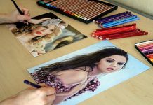 大神!荷兰女画家左右手同时画两不同明星肖像