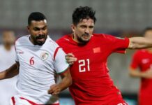 12强赛中国男足1:1战平阿曼队