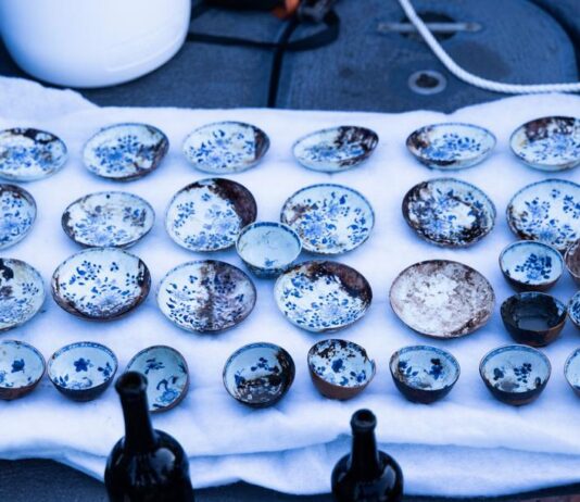 Chinese porcelain recovered from 18th-century shipwreck off Norway